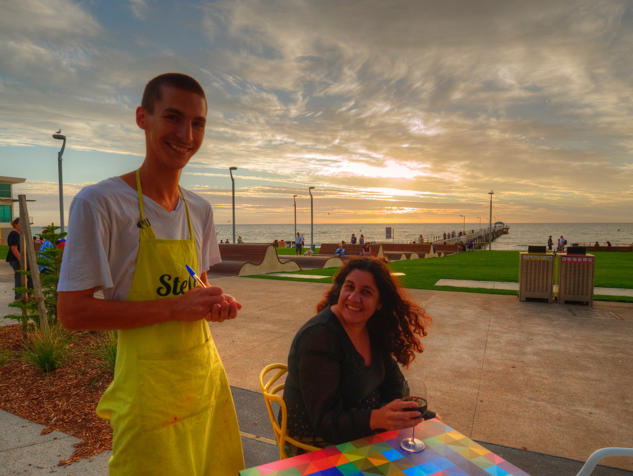 Waiter Stellas Restaurant Sunset Jetties & Beaches Tour